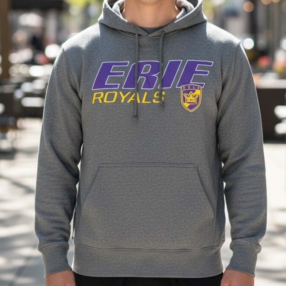 Erie Royals Pullover Hoodie Sweatshirt Men's‎ Gray Athletic Size M